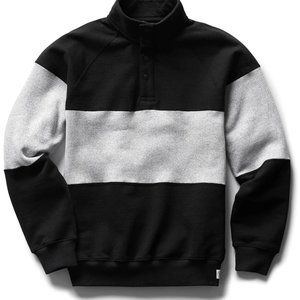 Reigning Champ Tiger Fleece Hybrid Half Snap Pullover, Medium, Black/Grey
